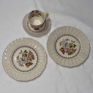 Vintage Royal Doulton Demitasse Cup & Saucer + 2 Bread & Butter Plates #4045